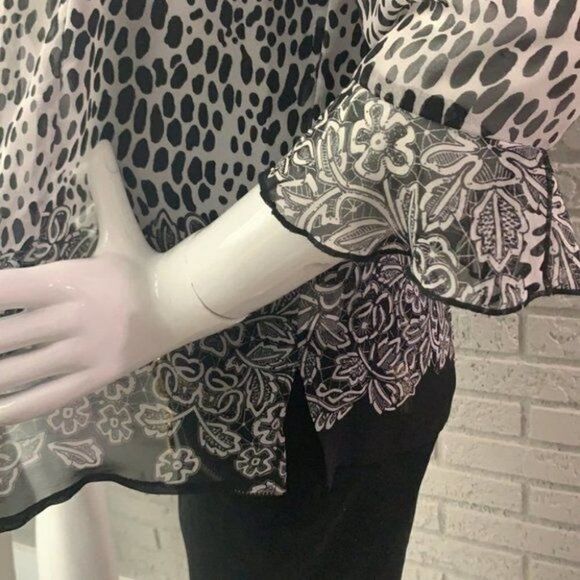 MJ Collection See Through Button Front Blouse Size S - Picture 5 of 11